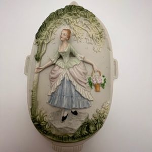 **SOLD OoS** Vintage bisque porcelain plaque French girl